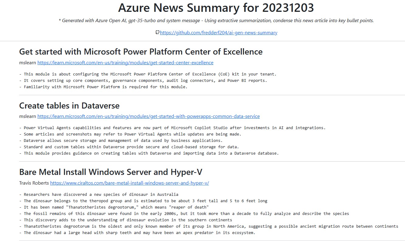 Today’s Azure News Summary